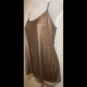 Bronze Shimmer Sparkling metallic Brown Tank Top Cami M